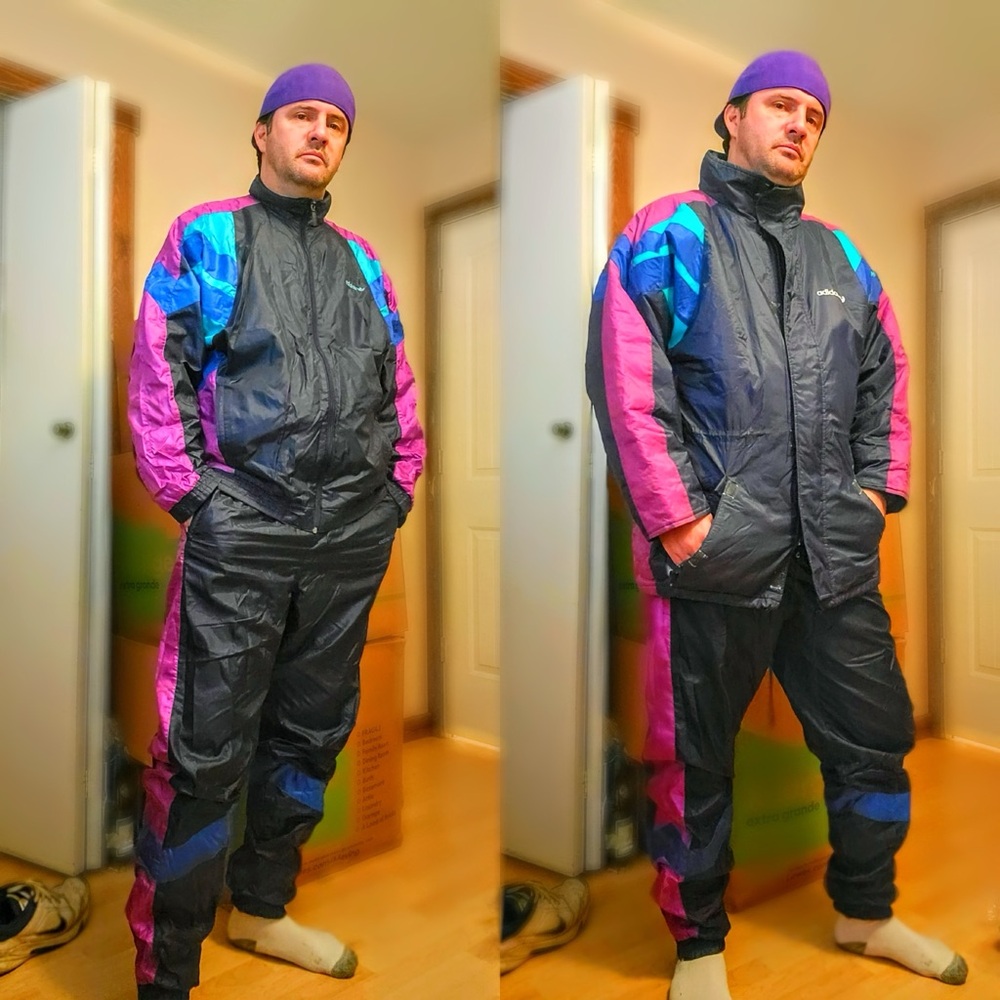 Rare adidas windbreaker suit with matching puffer coat